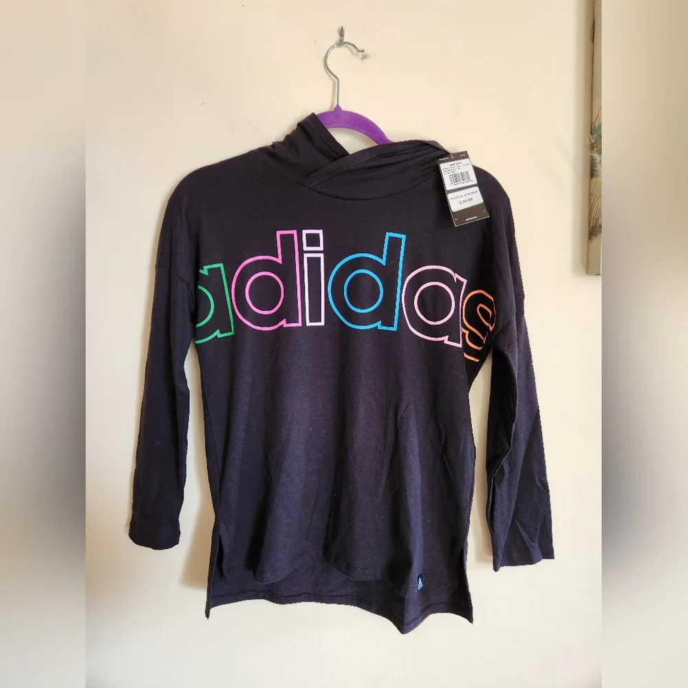 Adidas Girls Graphic Hoodie Top Large NWT